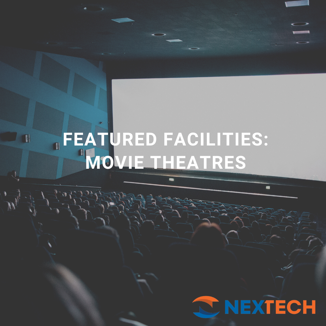 Movie theater auditorium illustrating commercial HVAC systems for guest comfort and indoor air quality