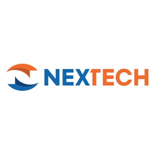 The image showcases the NexTech logo, which represents the company's brand identity in the HVAC industry. This logo is a crucial element for establishing recognition and trust among potential customers in the market.