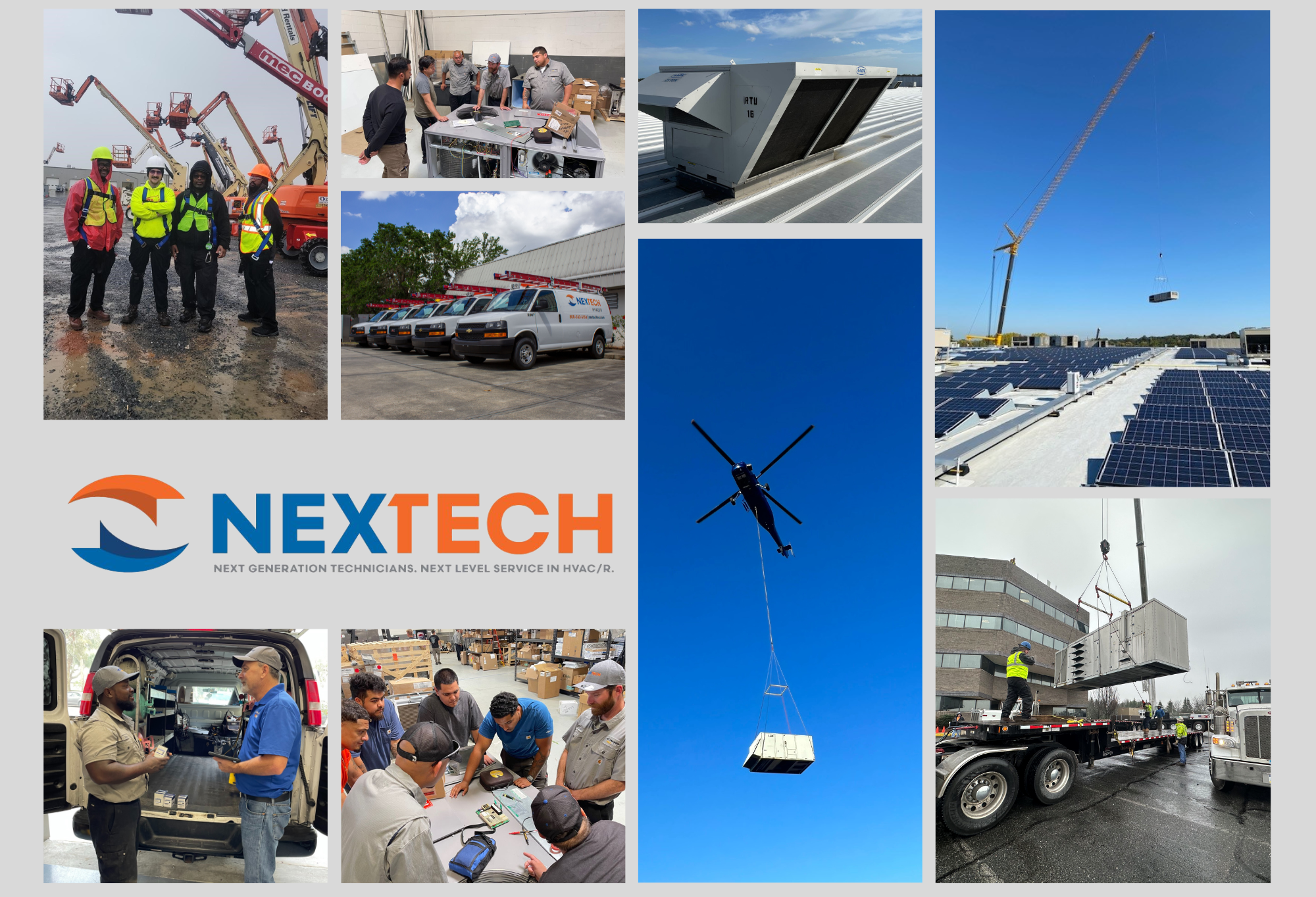 The image features a worker in high-visibility clothing, indicative of safety protocols on a job site. This aligns with NexTech's commitment to providing professional HVAC services while ensuring the safety and efficiency of their team in commercial environments.