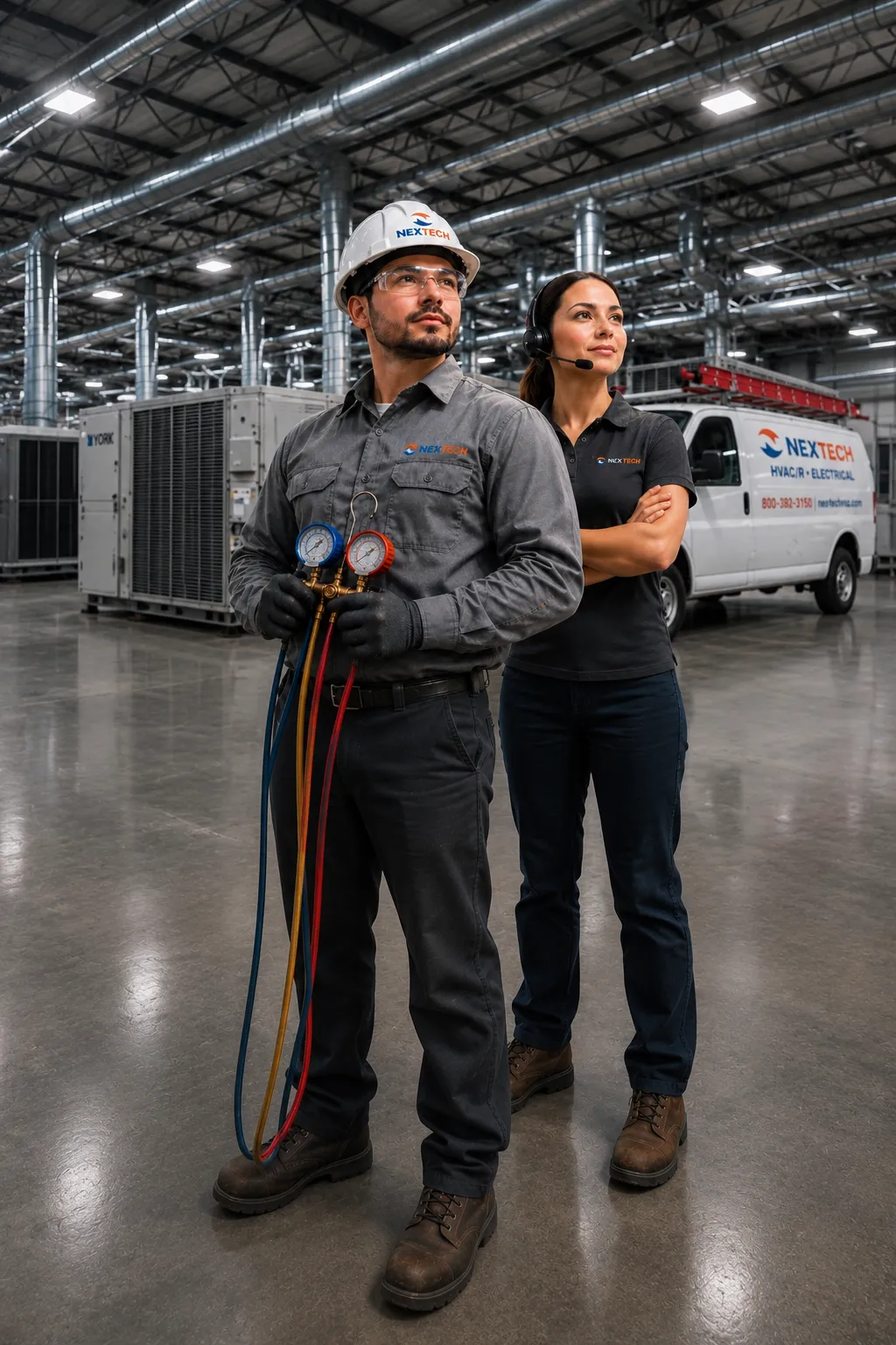 NexTech technicians and service vehicle